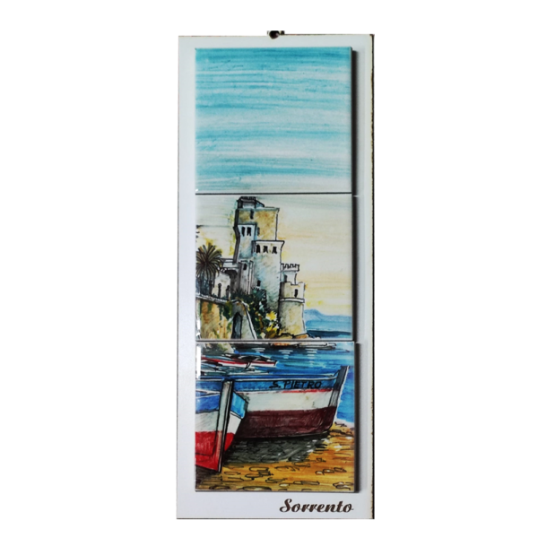 Quadro Mosaico di 3 mattonella in Ceramica su Pannello in Legno con Stampa di Vari Paesaggi disegnati - immagine 14