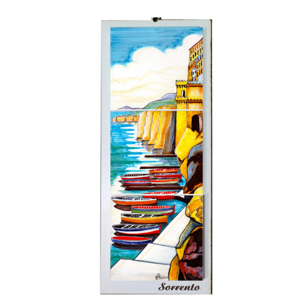 Quadro Mosaico di 3 mattonella in Ceramica su Pannello in Legno con Stampa di Vari Paesaggi disegnati - immagine 15