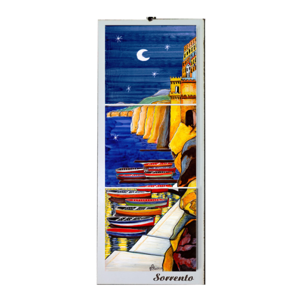 Quadro Mosaico di 3 mattonella in Ceramica su Pannello in Legno con Stampa di Vari Paesaggi disegnati - immagine 16