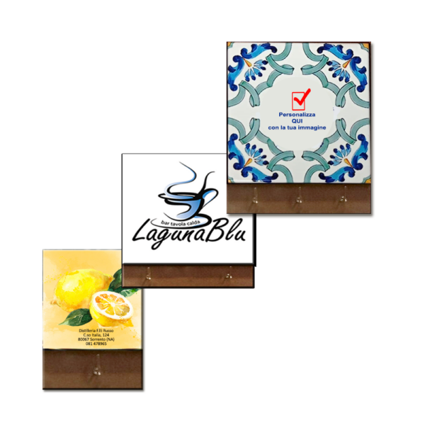 Appendichiavi con mattonella in ceramica di varie misure e stampa personalizzata. A partire da € 0,85