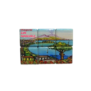 Mosaico con 6 mattonelle in ceramica di cm. 2,5x2,5 con magnete e stampa personalizzata. A partire da € 0,75