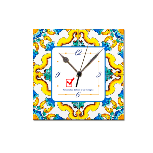 Orologio mattonella in ceramica cm. 20x20 con stampa personalizzata. A partire da € 4,00