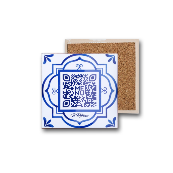 Poggiapentole mattonella con sughero con disegno vietrese e scritta personalizzata. A partire da € 1,00