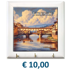 Appendichiave con Mattonella in Ceramica cm. 20x20 in cornice di legno con stampa personalizzata € 10,00/cad.