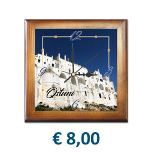 Orologio con Mattonella in Ceramica e cornice in Legno cm. 10x10 con stampa personalizzata € 8,00/cad.