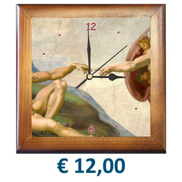 Orologio con Mattonella in Ceramica e cornice in Legno cm. 20x20 con stampa personalizzata € 12,00/cad.