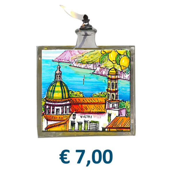 Lampada ad Olio Cubo 200 ml con applicazione in MDF/Plexiglass/Mattonella e stampa personalizzata € 7,00/cad.