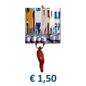Magnete in MDF cm. 5x5 con corno e stampa personalizzata € 1,50/cad.