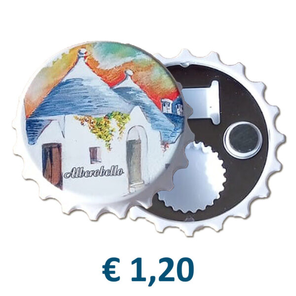 Magnete Tappo Corona Apribottiglia con stampa personalizzata € 1,20/cad.