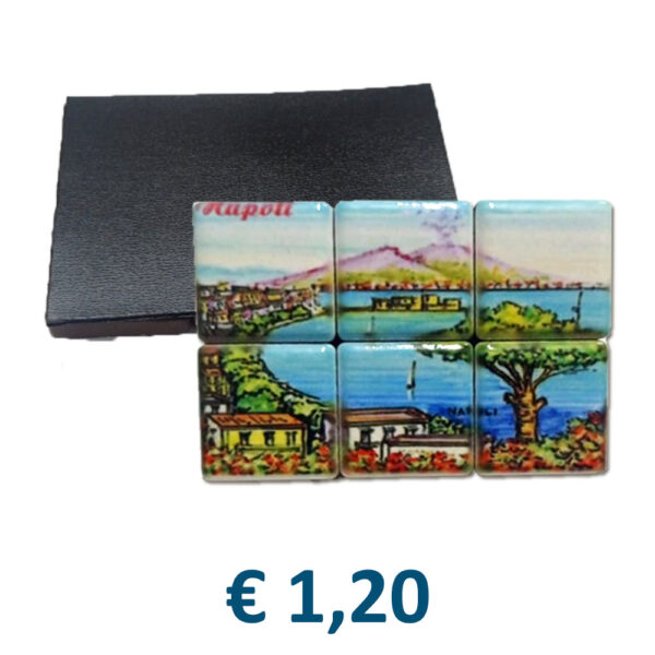 Magnete Mosaico in Ceramica con 6 mattonelle cm. 2,5x2,5 con stampa personalizzata € 1,20/cad.