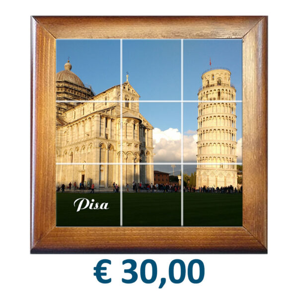 Mosaico cm. 30x30 con 9 Mattonella in Ceramica cm. 10x10 e cornice in Legno con stampa personalizzata € 30,00