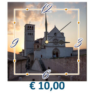 Orologio in Plexiglass Bianco mm. 3 di cm. 30x30 con stampa personalizzata € 10,00/cad.