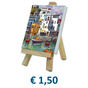 Tela Canvas cm. 8x10 con Cavalletto in legno e stampa personalizzata € 1,50/cad.