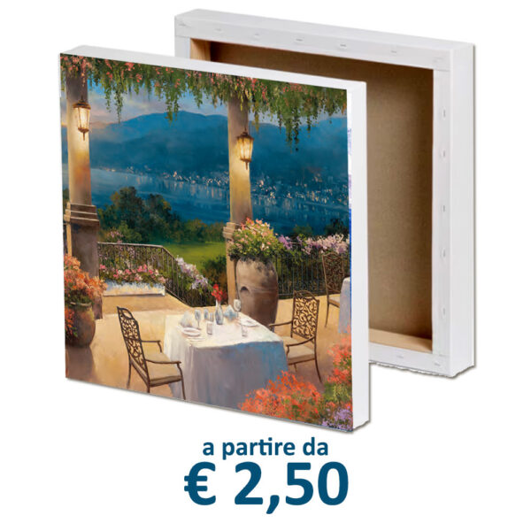Tela Canvas quadrata varie misure con stampa personalizzata a partire da € 2,50/cad.